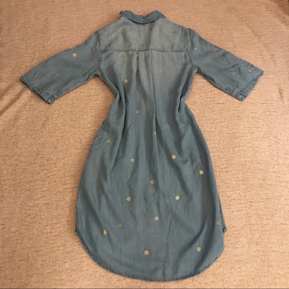 Anthropologie gold dotted denim dress - Picture 2 of 8